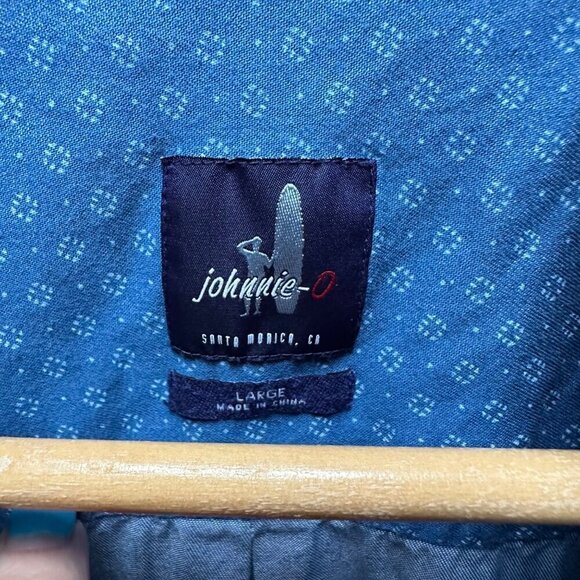 Johnnie-O Blue Short Sleeve Button-Up Collared Short Sleeve Shirt Men's Size L - Picture 7 of 7